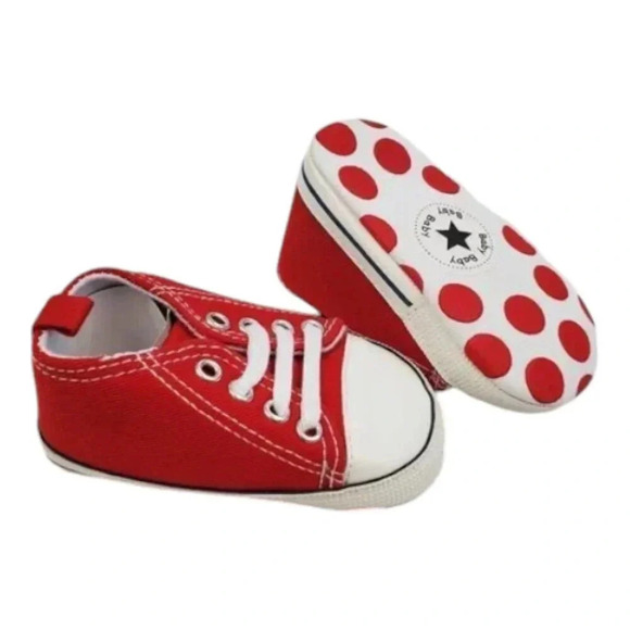 Infant Size 5 Red Soft Sole Baby Shoes, Baby sneakers for girls or boys - Picture 5 of 12